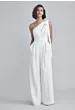 Abito bianco monospalla Lw194 Amsale, elegante e moderno, con fiocco e pantaloni ampi.