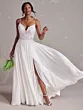 Abito da sposa Maggie Sottero Poppy bianco, spalline sottili, corpetto ricamato, gonna fluida con spacco.