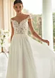Abito da sposa FANNIE con corpetto in pizzo floreale e gonna fluida, elegante e romantico.