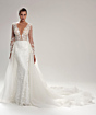 Abito da sposa Quarzo Capri con pizzo e strascico lungo, eleganza e raffinatezza per il giorno del matrimonio.