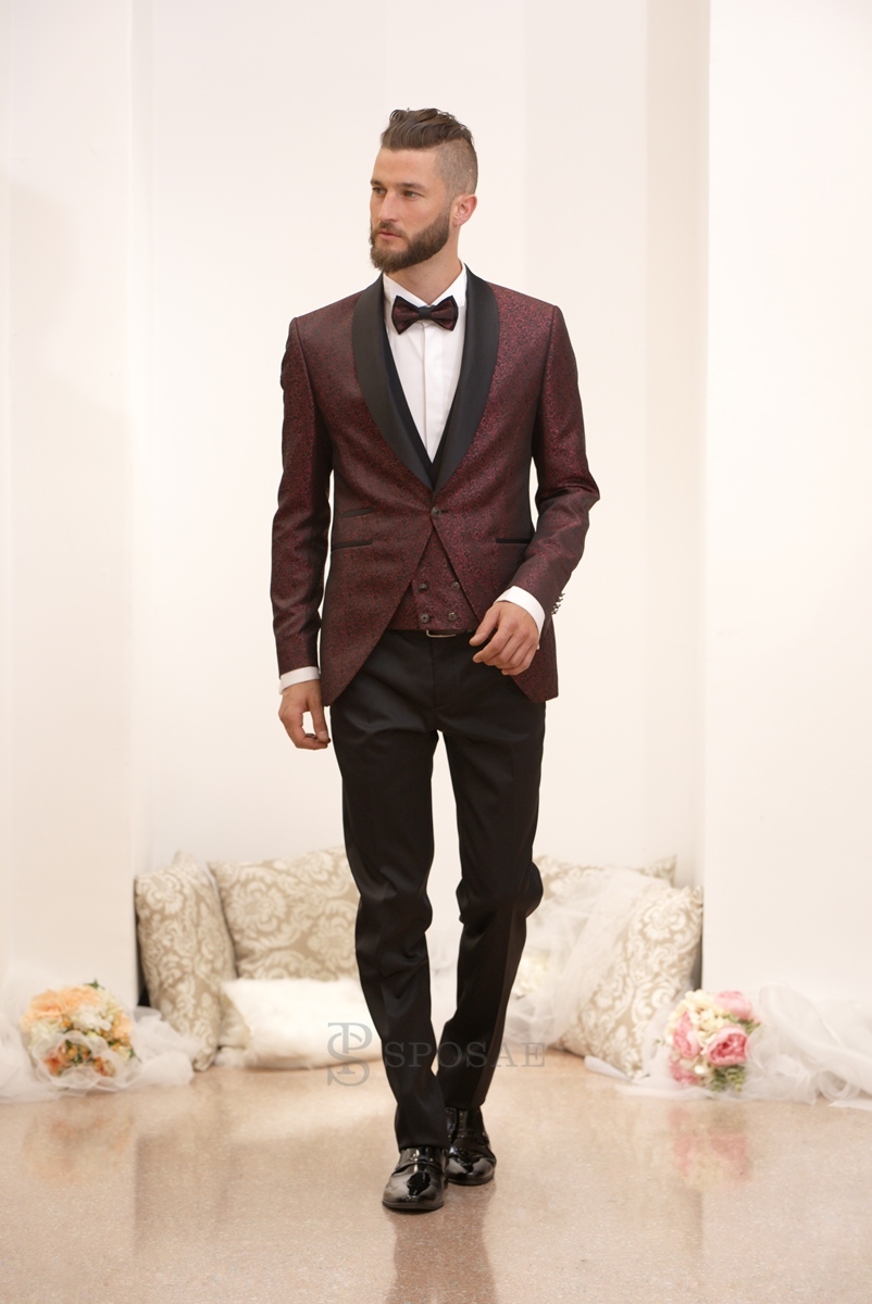 Abito uomo damascato bordeaux discount