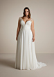 Abito da sposa BHRANTI - LADYBIRD, scollo a V, dettagli in pizzo, linea fluida, colore bianco.