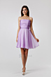Abito da cerimonia lilla senza spalline, modello corto DC04, elegante e raffinato.