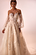 Abito da sposa CAESARIA DAMA, scollo a cuore, maniche trasparenti, ricami floreali eleganti.